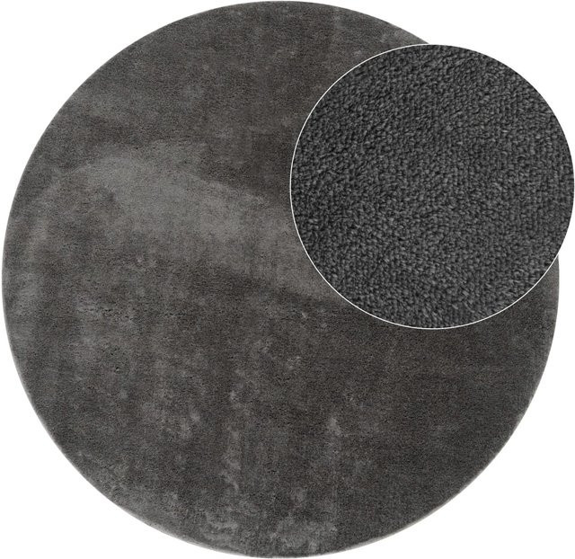 Runder Teppich Calissa in Anthrazit, pflegeleicht und rutschfest, Durchmesser: 80 cm - Bild 1