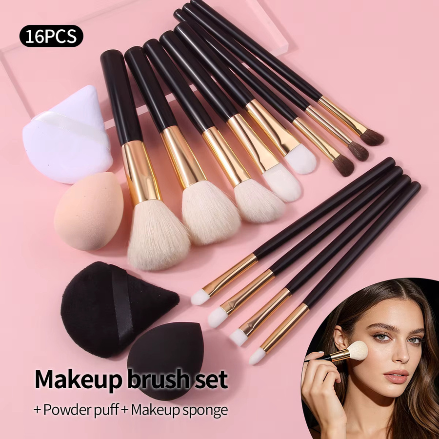 KOSSHOW Make-up-Pinsel-Set mit Schwamm und Puderquaste, 16-teilig, Unisex - Bild 2