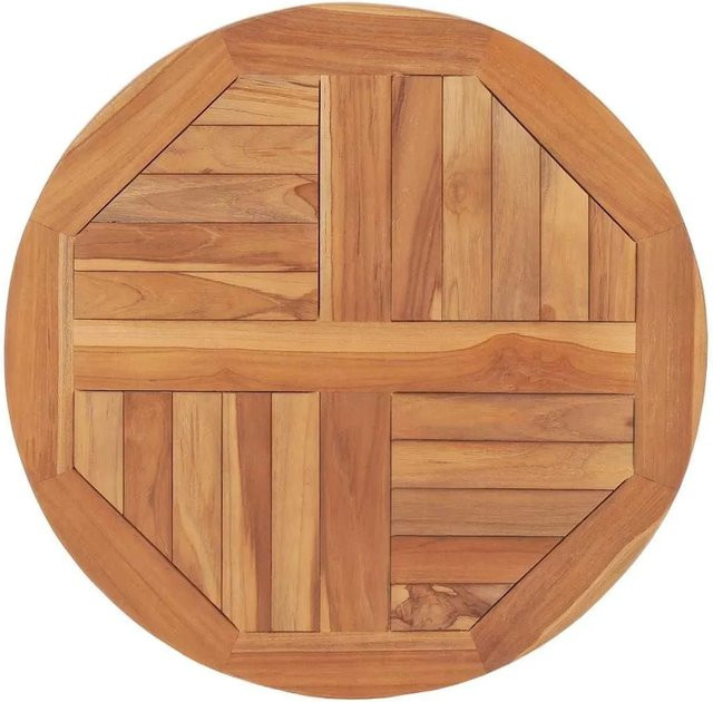 vidaXL Tischplatte aus Massivholz Teak Rund, Braun, Durchmesser: 60 cm, Höhe: 2,5 cm - Bild 1