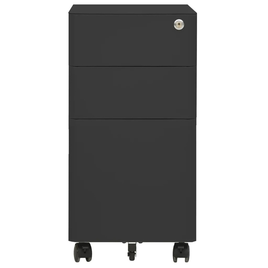 vidaXL Aktenschrank aus Stahl mit Rollen und Schloss in Anthrazit, B/T/H: 30 x 45 x 59 cm - Bild 2