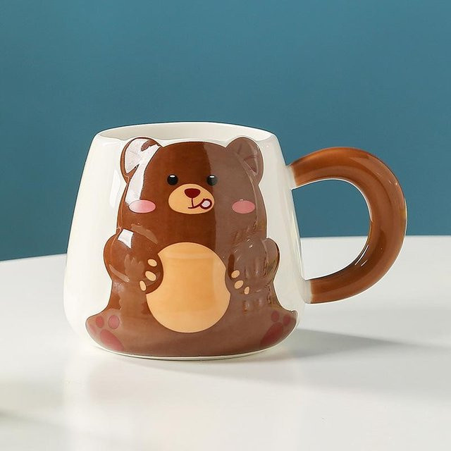 Yiran Furniture Keramiktasse mit Cartoon Tier-Prägung, Mehrfarbig, 500 ml - Bild 1