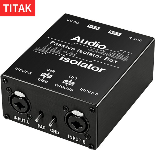 TITAK XLR-Erdungsschleifenisolator in Schwarz: Zweikanaliger Stereo-Audio-Rauschfilter und Hum-Eliminator für Heimstereoanlagen, Auto-Audio und Studiolautsprecher - Bild 1