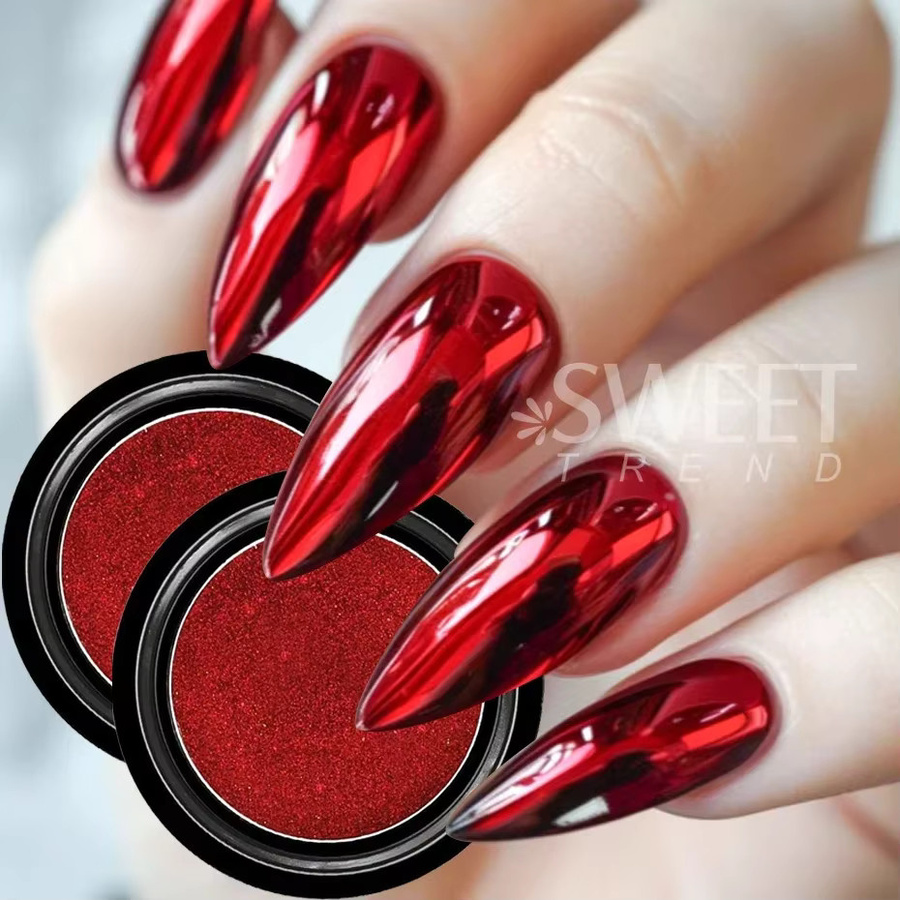 SWEET TREND Nagelglitzer Pulver, Metallic, Rot, Holographisch - Bild 3