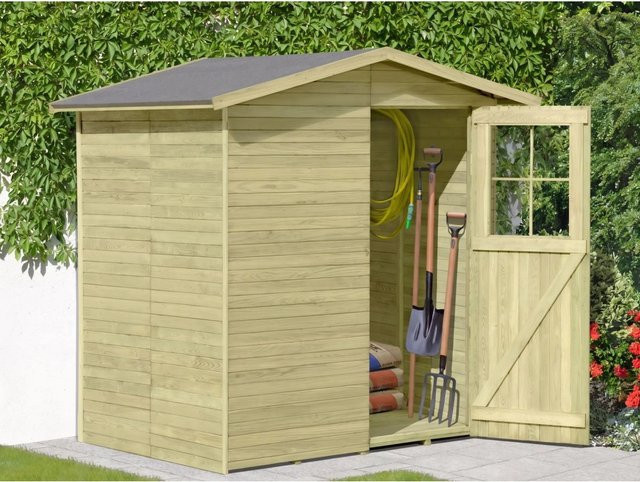 Woodtex Gerätehaus Frankfurt mit Einzel Tür und Fenster, kesseldruckimprägniertes Holz, B/T/H: 261 x 145 x 180 cm - Bild 1