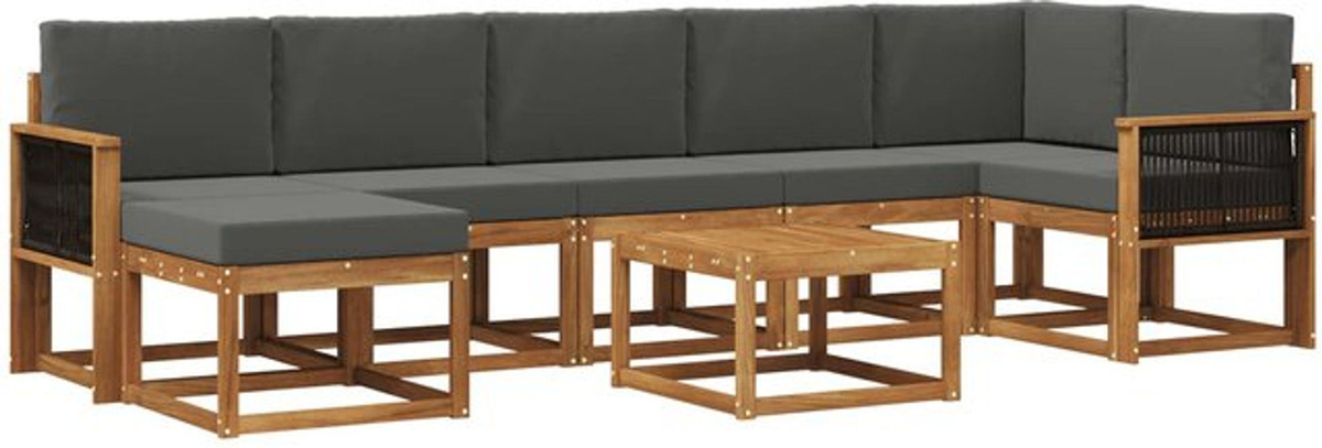 vidaXL Outdoor-Sofagarnitur aus Akazienmassivholz mit 8 Teilen in Natur und Anthrazit aus Polyester - Bild 1