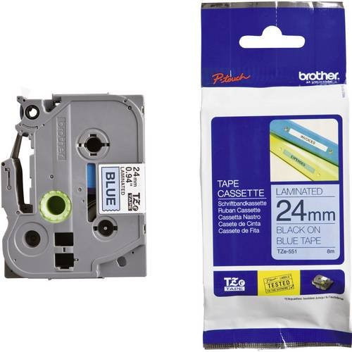 Brother Schriftbandkassette TZe-551 für P-touch, Farbe: Blau, Schriftfarbe: Schwarz, Breite: 24 mm, Länge: 8 m - Bild 1