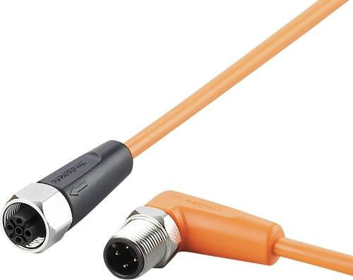 ifm Electronic Verbindungsleitung EVT470, Stecker gewinkelt und Buchse gerade, Polzahl 4, Farbe: Orange, Länge: 0,3 m - Bild 1