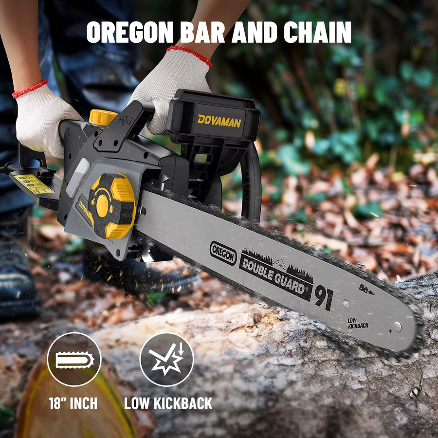 DOVAMAN Elektrische Kettensäge 2400 W in Schwarz mit 40 cm Oregon-Schwert und Kette, automatische Schmierung und 15 m/s Kettengeschwindigkeit - Bild 6