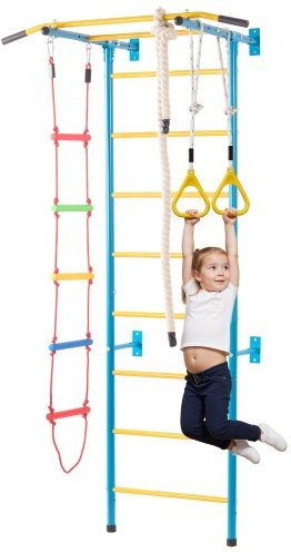 VEVOR 5-in-1 Klettergerüst für Kinder mit schwedischer Leiter, Klimmzugstange, Strickleiter und Turnringen, mehrfarbig - Bild 1