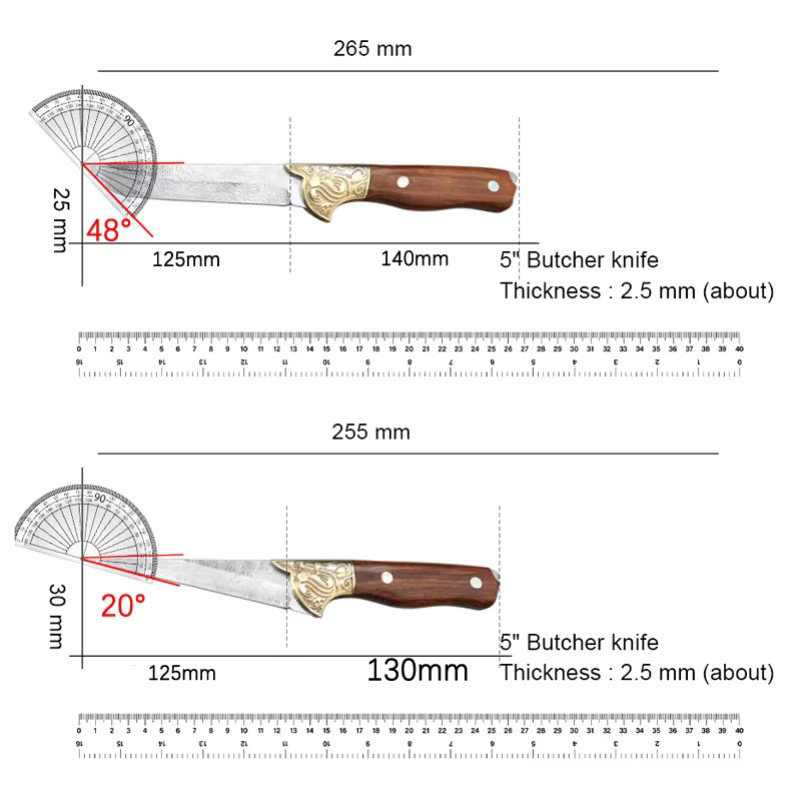 GuanQi Allzweckmesser aus Edelstahl mit Holzgriff und Messerscheide als Ausbeinemesser und Küchenmesser - Bild 3