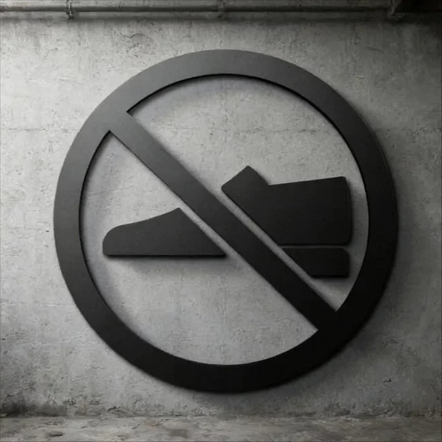 CIFBUY 3D Acryl-Schild Keine Schuhe in Schwarz, Selbstklebende Wanddekoration für Türen und Wände - Bild 1