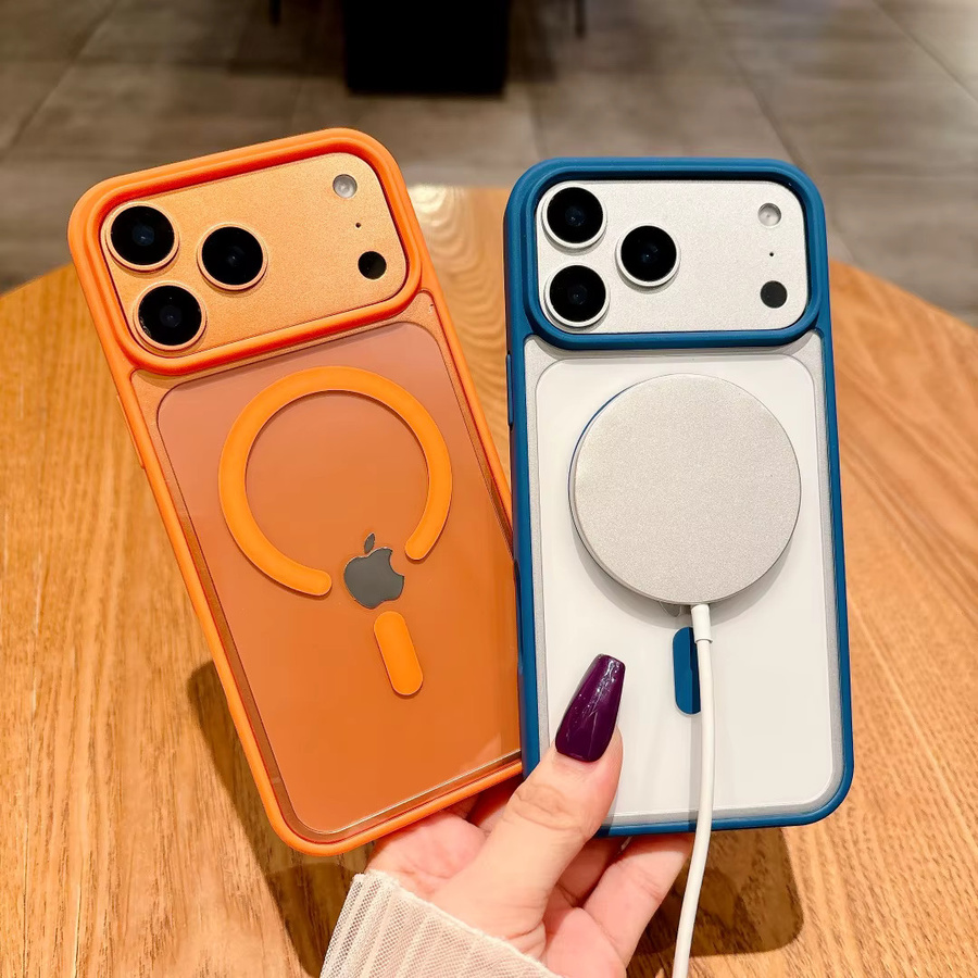 RPKKS Magnetische Klarsichthülle mit buntem Rand für iPhone 17 Pro Max 16 15 14 13 12 11 Plus und iPhone 17 Air 16E kompatibel mit MagSafe Wireless Charging in Multicolor und Grün - Bild 1
