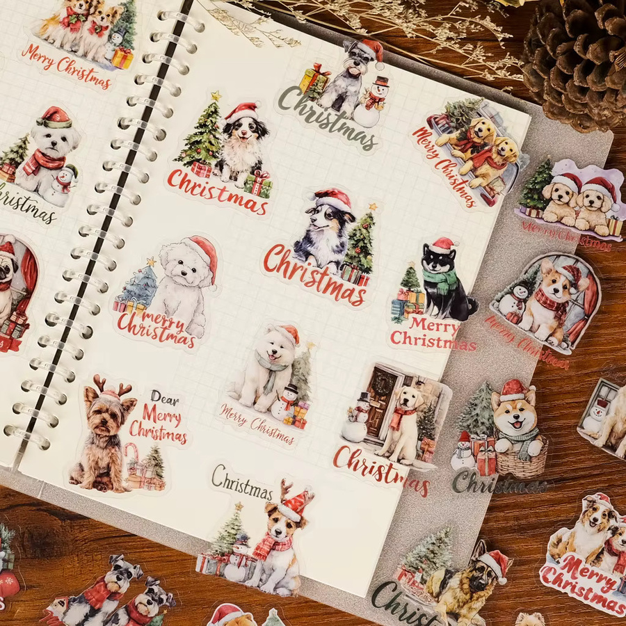 56-teiliges Set transparente PET-Aufkleber mit Weihnachtshund von BulingBulingStickers Store in Multicolor für Kindergeschenke, Notizbücher und Handyhüllen - Bild 5