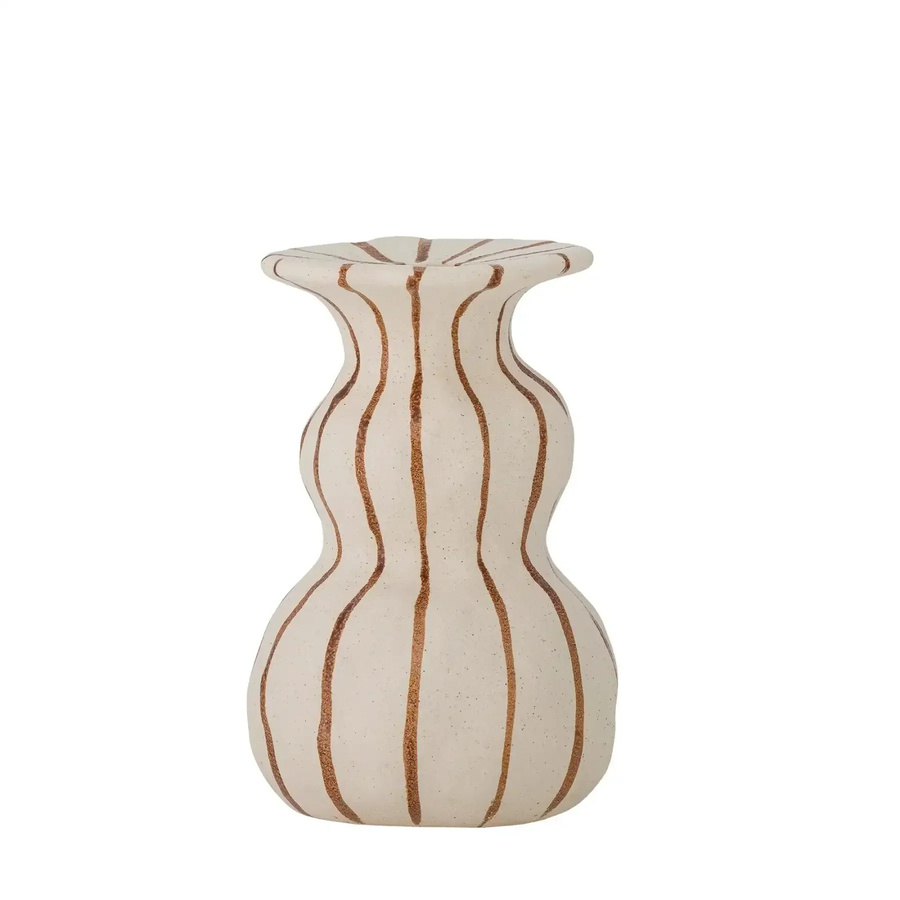 Bloomingville Kerzenhalter Byron aus Steinzeug in Braun und Beige mit Streifenmuster, Höhe: 16 cm - Bild 1