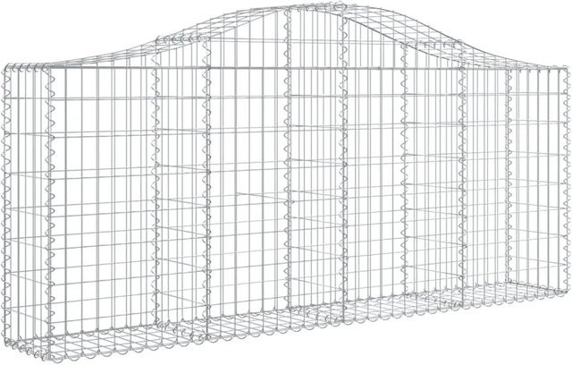 vidaXL Gabionen mit Hochbogen aus verzinktem Eisen, 18 Stück, Grau/Silber, B/T/H: 200 x 30 x 80/100 cm - Bild 1