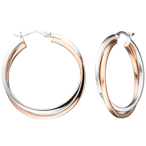 Colfem Creolen rund, 925 Sterling Silber, bicolor vergoldet, Ohrringe - Bild 1