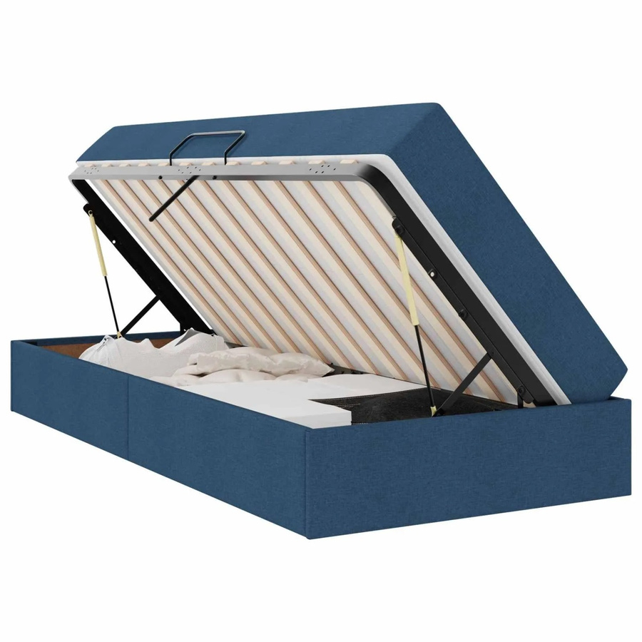 vidaXL Aufbewahrungsbett mit Matratze in Blau aus Polyester und Metall, B/T/H: 90 x 190 x 43,5 cm - Bild 2
