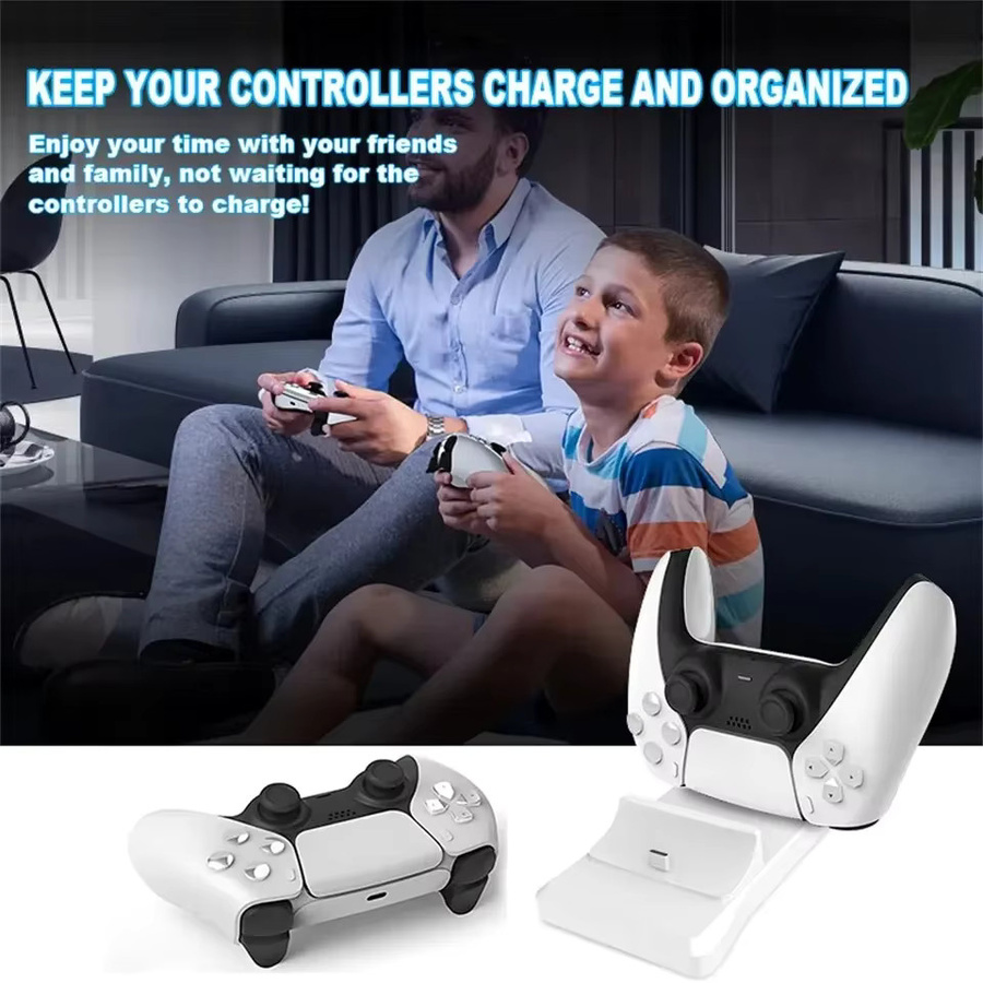 GAMINJA Dual Controller Ladestation für Playstation 5 Controller in Weiß mit Schnelllade-AC-Adapter - Bild 2