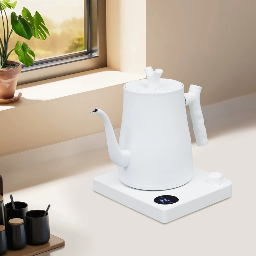 Bymaocar Elektrischer Smart Wasserkocher mit Schwanenhals und intelligenter Temperaturkontrolle, Weiß, 1000W - Bild 2