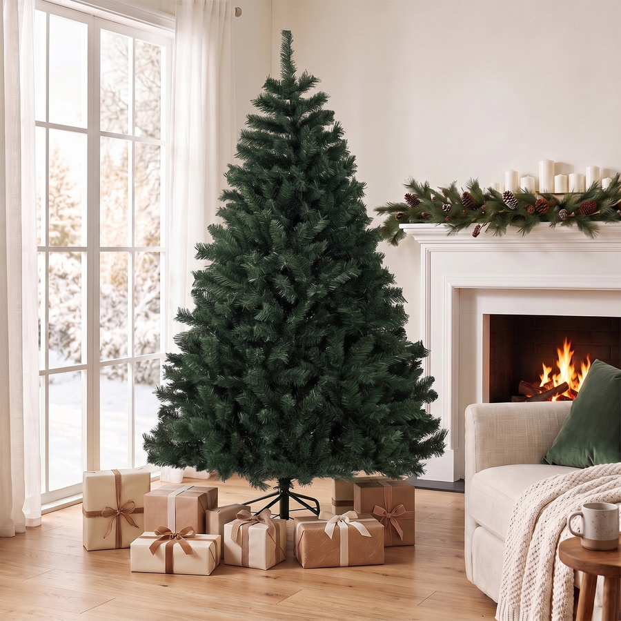 HOMCOM Künstlicher Weihnachtsbaum in Grün mit 820 flammhemmenden Zweigen und klappbarer Stahlbasis, Höhe: 180 cm - Bild 2