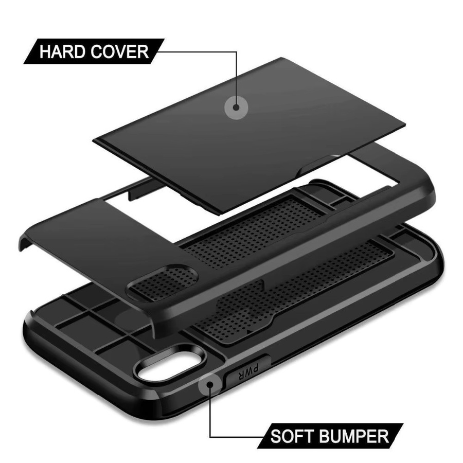 Minvvell Schiebe-Kartenetui Schutzhülle für iPhone 16 15 14 13 12 Pro Max und andere Modelle in Schwarz oder Blau - Bild 4
