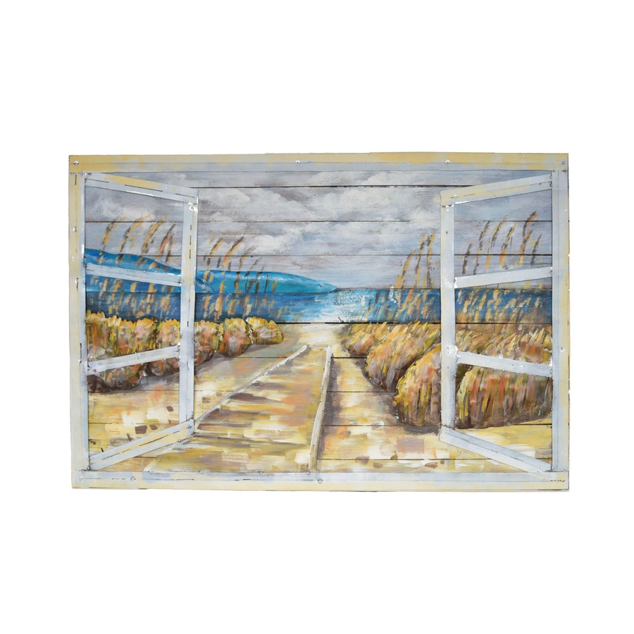 DELUKE 3D-Metallbild Meerblick in Mehrfarbig, Vintage Wandbild aus Stahl, H x B x T: 80 x 120 x 6,5 cm - Bild 2