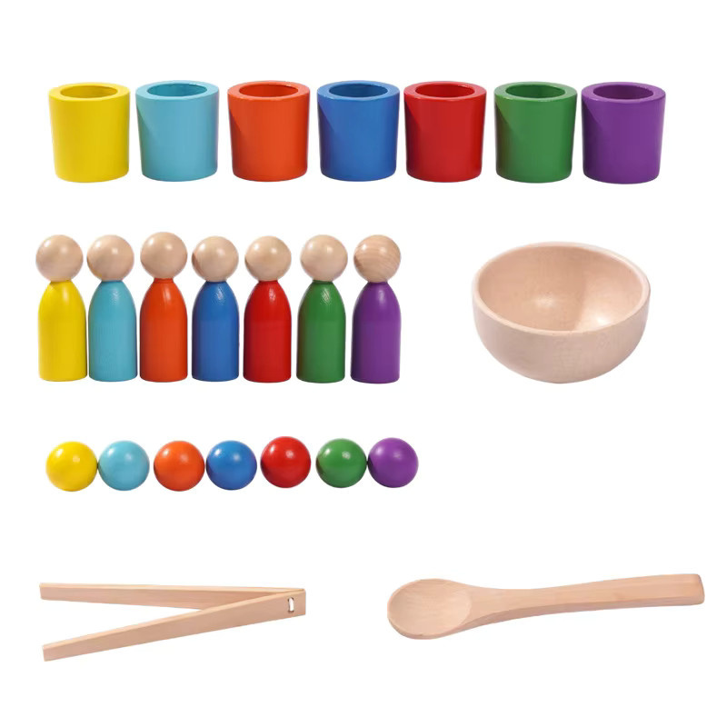 Lee's Sharing Montessori Sieben-Farben-Farbbecher, Sortierspiel, Holz, Bunt / Mehrfarbig - Bild 3