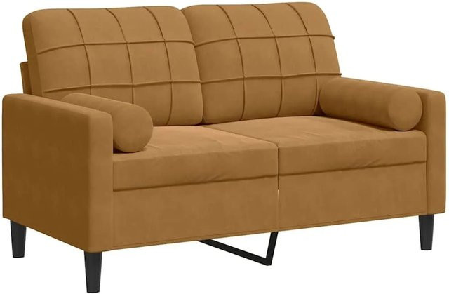 vidaXL 2-Sitzer-Sofa aus Samt in Braun mit Zierkissen und abnehmbaren Bezügen, B: 137 cm, H: 80 cm, T: 77 cm - Bild 1