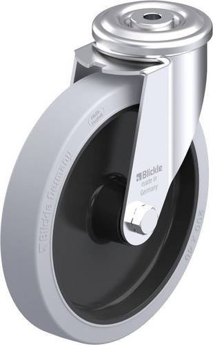 Blickle LER-POEV 201R-SG Stahlblech-Lenkrolle in Grau und Schwarz mit 200 mm Rad-Durchmesser und 300 kg Tragfähigkeit - Bild 1