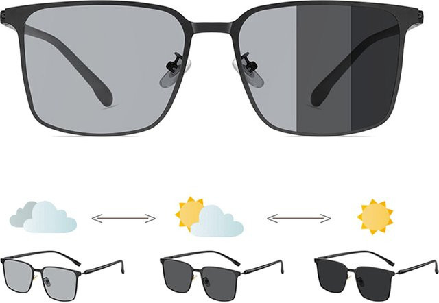 FUQIAN Sonnenbrille Quadrat, Edelstahl, Vollrand, Männer, polarisiert - Bild 1