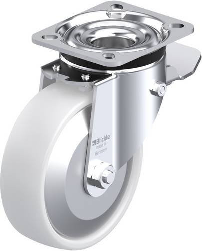 Blickle Lenkrolle LK-PO 125R-1-ST-FA mit Feststeller, Rad-Durchmesser: 125 mm, Tragfähigkeit: 300 kg, Farbe: Weiß - Bild 1