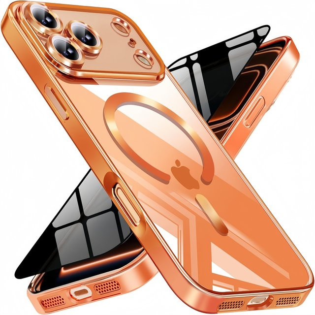 Luxuriöse magnetische iPhone 17 Pro Max und iPhone 17 Schutzhülle in Schwarz mit Sichtschutz-Displayfolie und vollständiger Kameraabdeckung - Bild 1