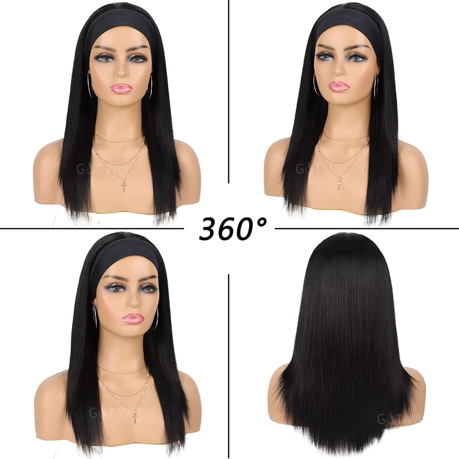 G&T Wig Stirnband-Perücke, schwarz, gerade, synthetisch, Damen - Bild 3