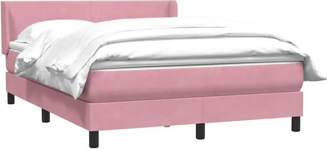 vidaXL Boxspringbett mit Matratze in Rosa aus Samt, Hybrid-Design mit Taschenfederkern, B/T: 140 x 210 cm - Bild 1