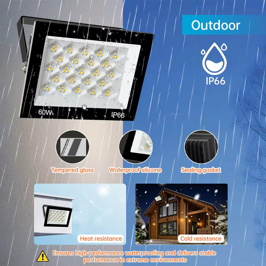 Asign LED-Flutlichtstrahler IP66 wasserdicht für Außenbereiche, 100W, 6500K Kaltweiß, Schwarz - Bild 3