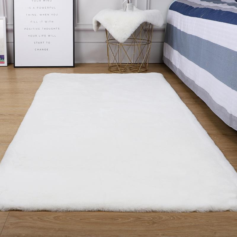 Yiran Furniture Plüschteppich Weiß, Flauschige Matte für Wohnzimmer, Kinderzimmer und Schlafzimmer, Rutschfest und Waschbar, B/T: 40 x 40 cm - Bild 2