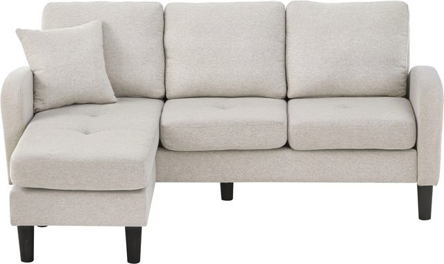 Merax Ecksofa 3 Sitzer Modular in Beige aus Baumwolle und Leinen mit Sitzkissen - Bild 1