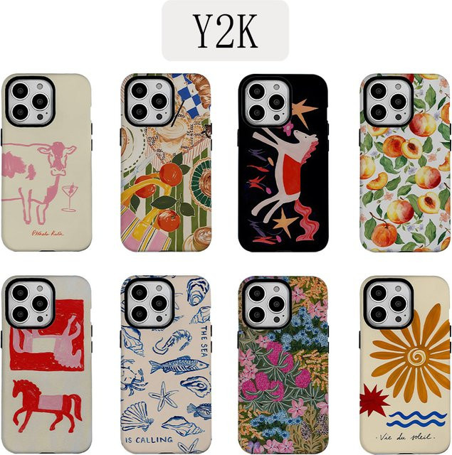 Luxuriöse Handyhülle im Y2K-Stil mit Aufklebern für iPhone 11 bis iPhone 17 Pro Max, Multicolor, Doppelschicht-Schutz - Bild 1