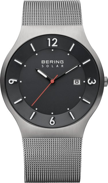 Bering Armbanduhr Solar, Edelstahl, Grau, 40 mm, Herren - Bild 1