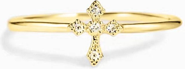 Huitan Kreuz Design Damenring, Gold, Kupfer, Zirkonia - Bild 1