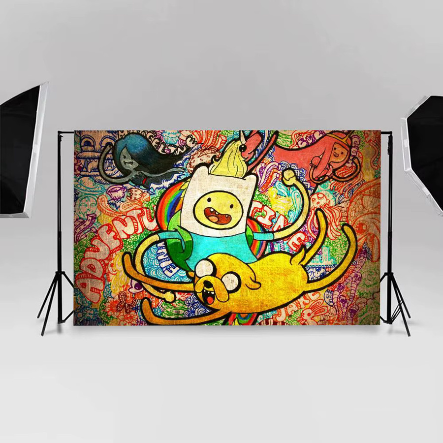 Mesuca Weihnachts-Fotohintergrund Cartoon Adventure Time in Multicolour für Fenster und Kamin, B/H: 70 x 70 cm - Bild 3