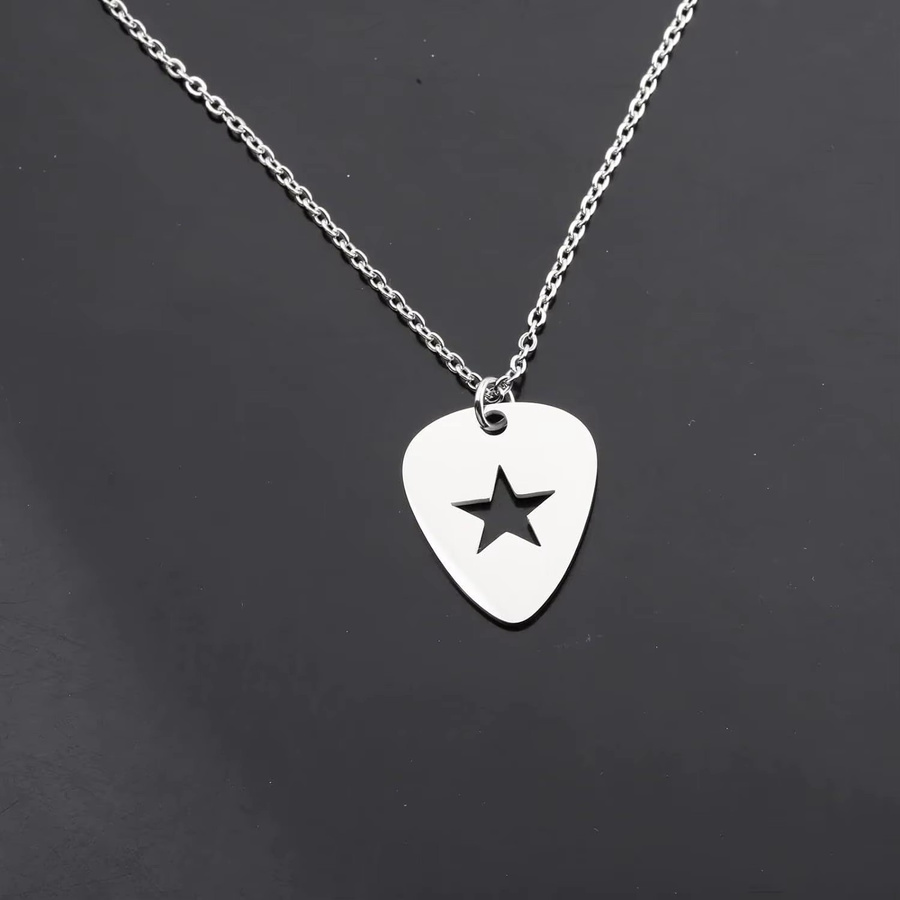 imixlot Halskette, Edelstahl, Silber, Gitarrenplektrum-Anhänger, Herren - Bild 3