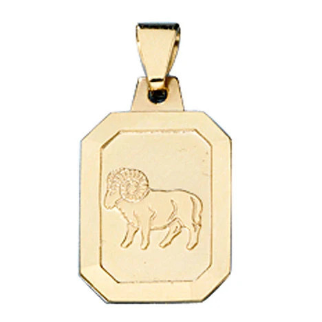 Colfem Anhänger Sternzeichen Widder, 333 Gold Gelbgold matt, Unisex - Bild 1