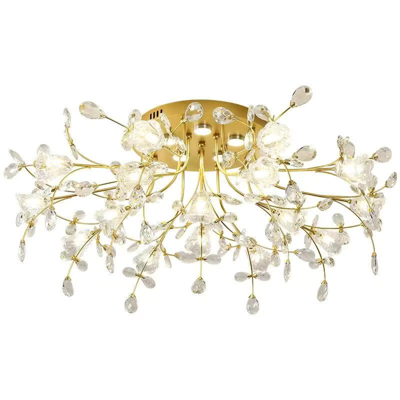 SaloEElaitte LED Deckenlampe aus K9 Kristall und Metall in Gold/Messing mit G9 Fassung - Bild 3