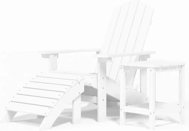 Furnicato Adirondack Gartenstuhl Set mit Hocker und Tisch aus HDPE in Weiß - Bild 1