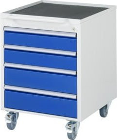 Rau Roll-Container mit 4 Schubladen und Arbeitsplatte, Metall, Grau, Rollbar und abschließbar - Bild 1