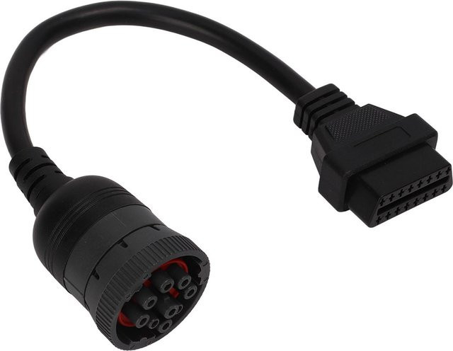 Igeteck J1939 Diagnose Schnittstellenadapter 9PIN Buchse auf OBDII 16pin Steckerkabel in Schwarz - Bild 1