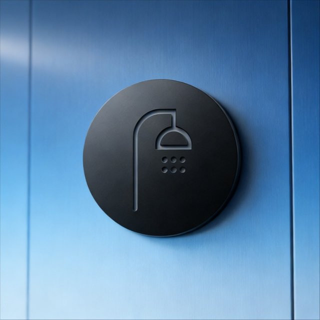 CIFBUY 3D-Acryl-Selbstklebeschild in Schwarz, rundes geometrisches Design für Ladentüren und Restaurant-Dekoration - Bild 1