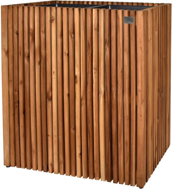LAMORENDA Pflanzgefäß mit Einsatz aus Akazienholz in Braun, H x B x T: 72 x 66 x 36,5 cm - Bild 1