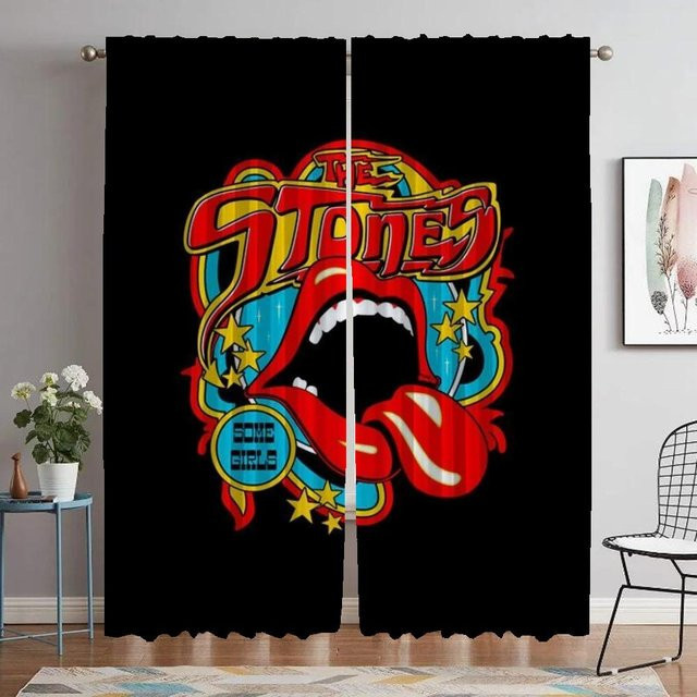 The Rolling Stones Elegante Zimmervorhänge 2-teilig aus Tüll in Schwarz B: 60 cm, H: 90 cm - Bild 1